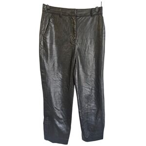Babaton Black Vegan Leather High Rise‎ Tapered Pants Size 6 FVL1-6700-40